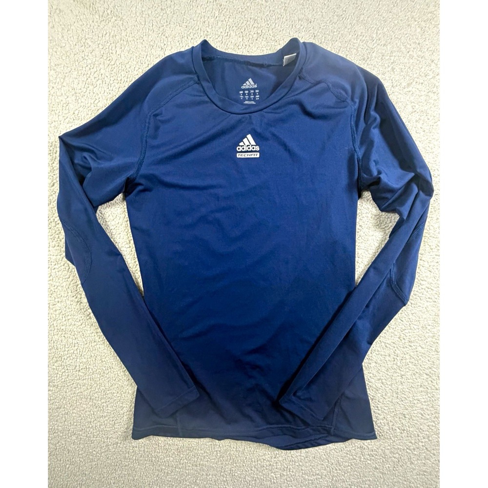 Adidas Techfit Mens M Long Sleeve Compression Shirt Climalite Navy Blue